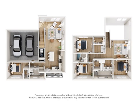 Floor plan for 4 beds, 3 baths, 1805 sqft